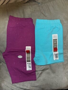Falls Creek Kids Stretch Bermuda Shorts - Magenta Sparkle & Turquoise